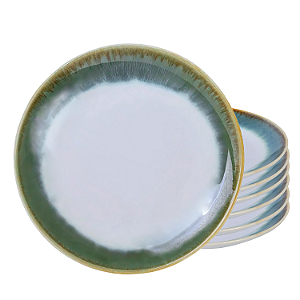 Jogo De Pratos Rasos Jantar Refeição Kit 6 Peças 27cm Porcelana Le Sentier Verde