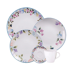 Aparelho Jogo De Jantar Pratos Kit 20 Peças Porcelana Completo Aura Tramontina