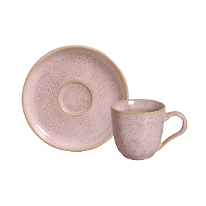 Xicara de Chá Café Com Pires 120ml Cerâmica Bio Litchi Rosa Porto Brasil
