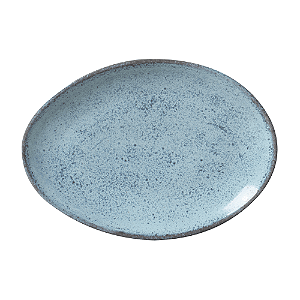 Pratos De Sobremesa 22,5cm Oval Orgânico Breeze Azul Cerâmica Porto Brasil