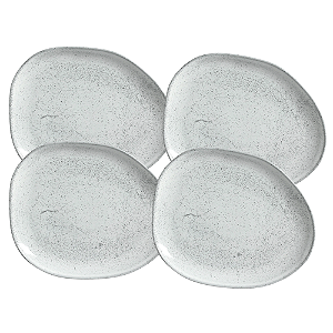 Jogo De Pratos Sobremesa 22,5cm Kit 4 Peças Oval Orgânico Echo Cerâmica Porto Brasil