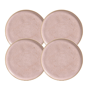 Jogo De Pratos Raso Jantar Refeição 27,5cm Kit 4 Peças Bio Litchi Rosa Cerâmica Porto Brasil