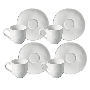 Jogo De Xicara Chá Café Com Pires 120ml Kit 4 Peças Cerâmica Orgânico New White Branco Porto Brasil