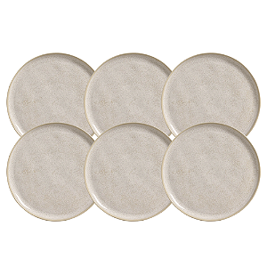 Jogo Pratos Raso Jantar Refeição 27,5cm Kit 6 Peças Bio Latte Cerâmica Porto Brasil