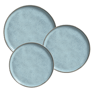 Aparelho De Jantar Jogo Pratos Kit 18 Peças Bio Breeze Azul Cerâmica Porto Brasil