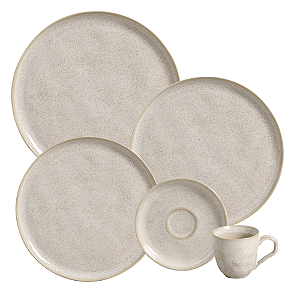 Aparelho De Jantar Jogo Pratos Bio Latte Kit 24 Peças Cerâmica Completo Porto Brasil Rustico