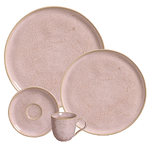 Aparelho De Jantar Jogo Pratos Bio Litchi Rosa Kit 18 Peças Cerâmica Completo Porto Brasil