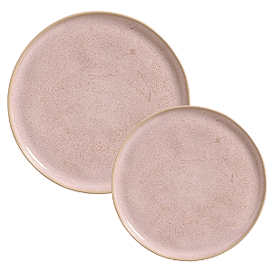 Aparelho De Jantar Jogo Pratos Bio Litchi Rosa Kit 12 Peças Cerâmica Completo Porto Brasil