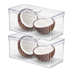Kit 2 Organizadores De Geladeira 5L Com Tampa Escorredor Legumes Frutas Verduras