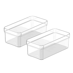 Kit 2 Organizadores de Gaveta Modular 15cm Multiuso Transparente Clear Ou