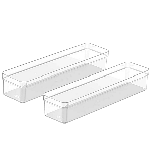 Kit 2 Organizadores de Gaveta Modular 30cm Multiuso Transparente Clear Ou
