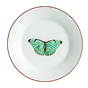 Prato De Sobremesa 19cm Borboleta Porcelana Decorada Borda Marrom