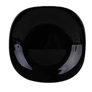Prato Raso Jantar Refeição 27,8cm Dama Vidro Opalino Preto Luxo