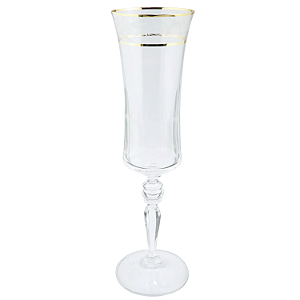 Taça De Champanhe Grace 190ml Com Friso Platino Cristal Borda Decorada Luxo