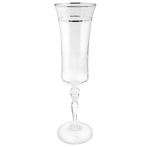 Taça Champanhe Espumante 300ml Grace Cristal Friso Platino Borda Prata Luxo