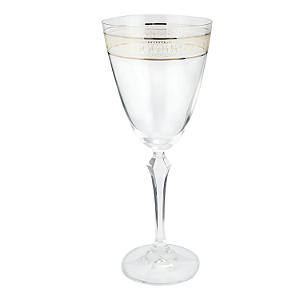 Taça Água Suco 350ml Cristal Decorado Friso Dourado Luxo