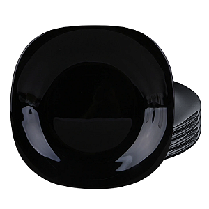 Jogo De Pratos Raso Jantar Refeição 27,8cm Kit 4 Peças Dama Vidro Opalino Preto