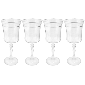Jogo De Taças Água Suco 300ml Kit 4 Peças Grace Cristal Friso Platino Luxo