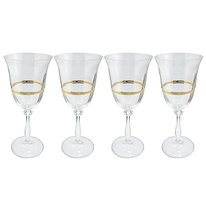 Jogo De Taças Champanhe Espumante 190ml Kit 4 Peças Angela Cristal Friso Dourado Luxo