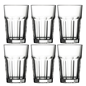 Kit 6 Copos Altos Suco/Agua em Vidro Luxo 415ml Casablanca