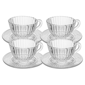 Jogo 4 Xicaras de Chá Café C/ Pires 180ml Lyor Renaissance Transparente