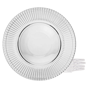 Jogo de Pratos Raso Jantar Refeição 25cm Kit 4 Peças Renaissance De Cristal Lyor Transparente