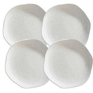 Jogo de Pratos Sobremesa 20cm Kit 4 Peças Orion Offwhite Florarte