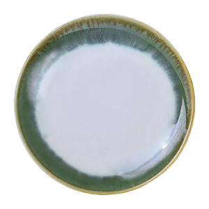 Prato Raso Jantar Refeição 27cm Le Sentier Porcelana Decorada Verde Luxo