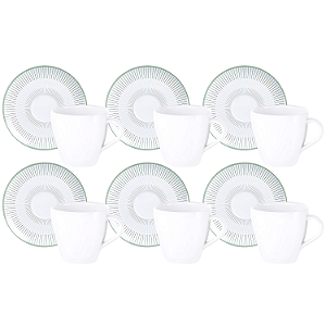 Jogo Xícaras De Chá Café Com Pires Kit 6 Peças 200ml Lineare Porcelana Decorada Tramontina
