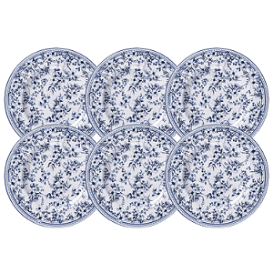 Jogo De Pratos Sobremesa 21cm Kit 6 Peças Azzura Porcelana Decorada Floral Tramontina