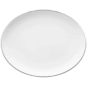 Travessa Servir 31cm Flamingo Isabel Porcelana Borda Prata Grande Oxford
