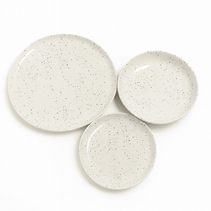 Aparelho De Jantar Jogo Pratos Kit 12 Peças Flat Chuvisco Cerâmica Completo Oxford