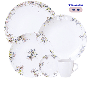 Aparelho De Jantar Jogo Pratos Kit 24 Peças Fogli Porcelana Florido Tramontina
