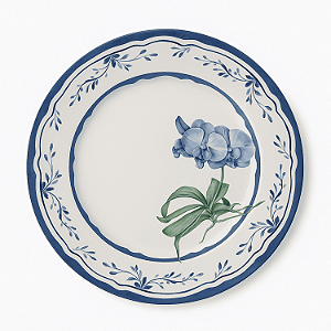 Prato Raso Jantar Valencia 29cm Refeição Cerâmica Decorado Floral Alleanza