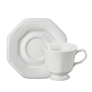Xicara De Chá Café Com Pires 200ml Prisma Porcelana Branca Schmidt