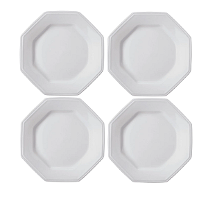 Jogo De Pratos Sobremesa 20cm Kit 4 Peças Prisma Porcelana Branco Schmidt