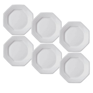 Jogo De Pratos Sobremesa 20cm Kit 6 Peças Prisma Porcelana Branco Schmidt