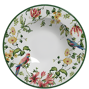 Prato Fundo Harmony 25cm Sopa Cerâmica Decorado Floral Alleanza