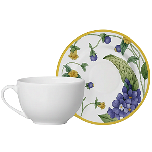 Xicara de Chá Café Com Pires 250ml Cerâmica Silvestre Alleanza