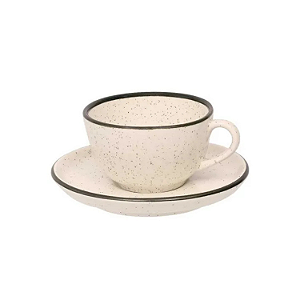 Xícara de Chá Com Pires Cerâmica 200ml Flat Duna Oxford