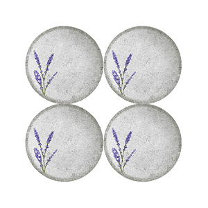 Jogo de Prato Sobremesa 21cm Kit 4 Pçs Alfazema Alleanza Decorado