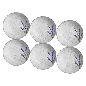 Jogo de Prato Fundo 25 cm Kit 6 Pçs Sopa Alfazema Alleanza Decorado