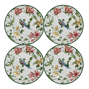 Jogo 4 Pratos Sobremesa Alleanza Harmony 29cm Porcelana Branco Premium