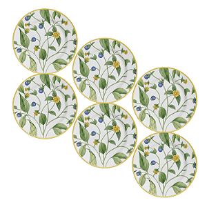 Jogo de Prato Sobremesa 21cm Kit 6 Peças Silvestre Decorado