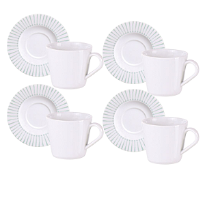 Jogo Xícaras De Chá Com Pires Kit 4 Peças 185ml Porcelana Monocroma Tramontina