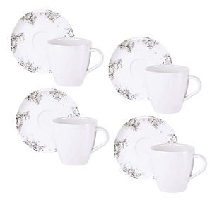 Jogo Xícaras De Cappuccino Com Pires Kit 4 Peças 200ml Porcelana Fogli Tramontina