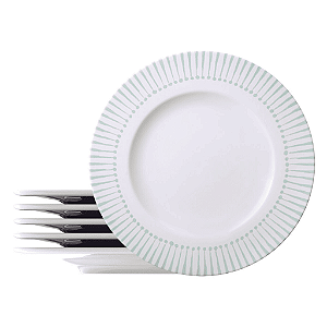 Jogo De Pratos Rasos 28cm Kit 6 Peças Monocroma Porcelana Decorada Tramontina