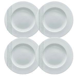 Jogo De Pratos Sobremesas 21cm Kit 4 Peças Monocroma Porcelana Decorada Tramontina