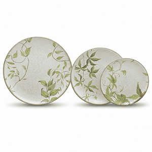 Aparelho de Jantar Jogo Pratos Kit 18 Peças Tropical Leaves Cerâmica