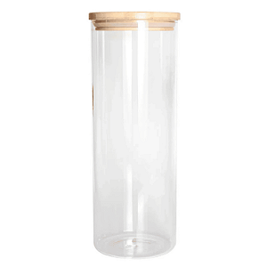 Pote Vidro Hermético c/ Tampa De Bambu Mantimentos 1,8L Condimentos Alimentos Redondo